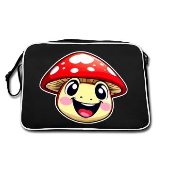 Lustiger kleiner Fliegenpilz - Retro Tasche - Schwarz/Weiß - Hinten