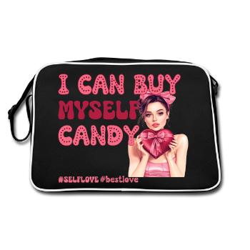 Selbstliebe zum Valentinstag - Retro Tasche - Schwarz/Weiß - Hinten