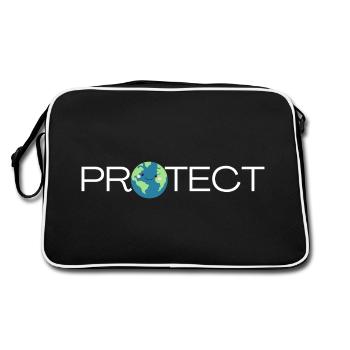 Protect the Earth Umweltschutz Geschenkidee - Retro Tasche - Schwarz/Weiß - Hinten