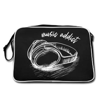 "music addict" - addicted to music - headphones - Retro Bag - black/white - Back