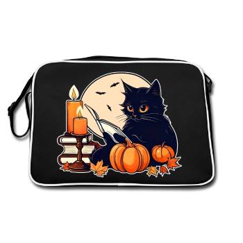 Chat noir d'humeur Halloween - Sac Retro - noir/blanc - Dos