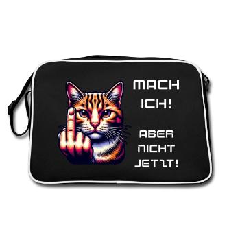Katze Spruch lustig - Retro Tasche - Schwarz/Weiß - Hinten