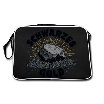 schwarzes Gold, Kohle, Ruhrgebiet, Ruhrpott - Retro Tasche - Schwarz/Weiß - Hinten