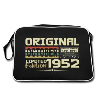 Geburtstag Oktober 1952 Original | Oktober 1952 - Retro Tasche - Schwarz/Weiß - Hinten