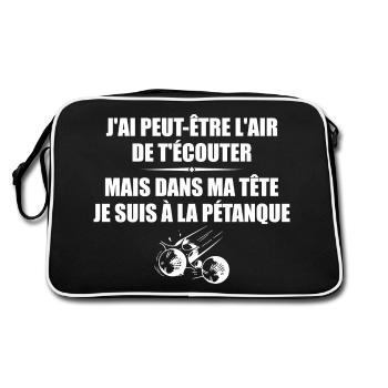 Dans Ma Tête, Pétanque, Cadeau Bouliste - Sac Retro - noir/blanc - Dos