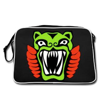 Tiger illustration magic jungle ancient style - Retro Bag - black/white - Back