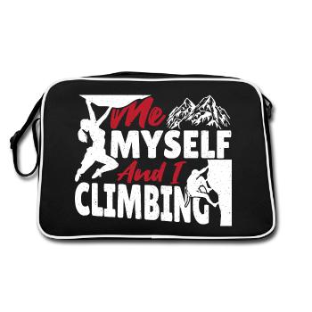 Bouldern klettern Felsklettern Climber Climbing - Retro Tasche - Schwarz/Weiß - Hinten