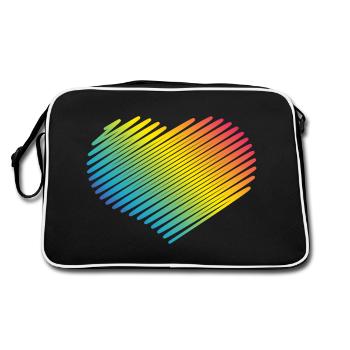 Rainbow Heart (Love / Scribble) - Retro Bag - black/white - Back
