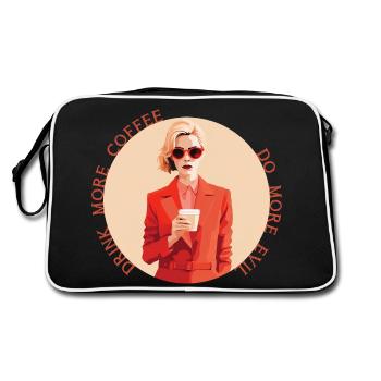 Mehr Kaffee trinken, mehr Böses tun - Retro Tasche - Schwarz/Weiß - Hinten