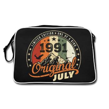 1991 Juli 1991 Shirt Geburtstag 1991 Geschenk - Retro Tasche - Schwarz/Weiß - Hinten