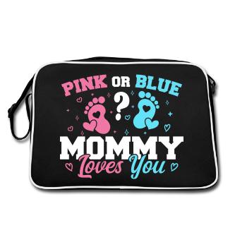 Pink Or Blue Mommy Loves You - Gender reveal Mommy - Sac Retro - noir/blanc - Dos