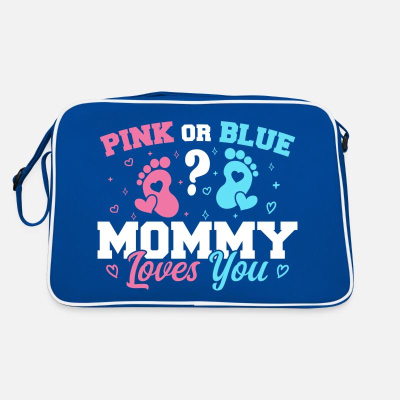 Rosa oder blaue Mama liebt dich - Geschlecht enthüllen Mama Retro Tasche