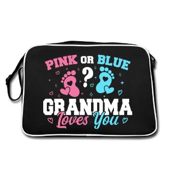 Pink Or Blue Grandma Loves You - Funny Grandma - Sac Retro - noir/blanc - Dos