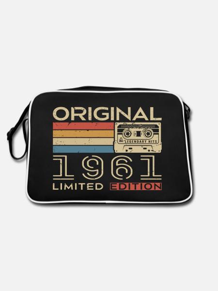 1961 Retro 1961 Geburtstagsgeschenk - Jahrgang 1961 - Retro Tasche - Schwarz/Weiß - Hinten