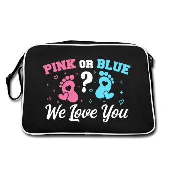 Pink Or Blue We Love You - Gender Reveal - Sac Retro - noir/blanc - Dos