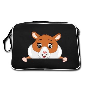 Happy peeking hamster - Retro Bag - black/white - Back