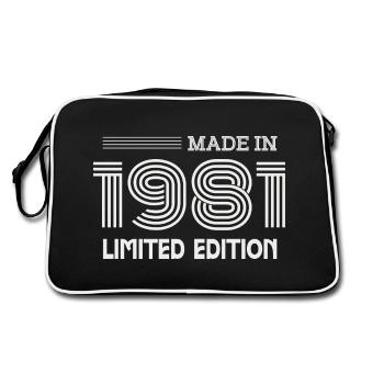 1981 Geburtstagsgeschenk 1981 Geschenkidee - Retro Tasche - Schwarz/Weiß - Hinten
