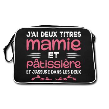 Mamie et Pâtissière | Grand-mère | Pâtisserie - Sac Retro - noir/blanc - Dos