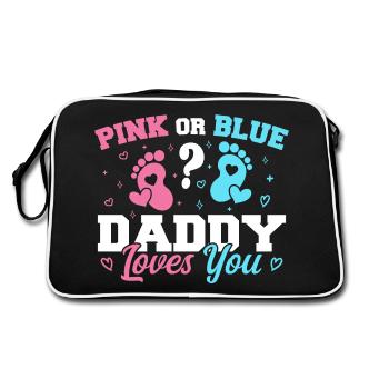 Pink Or Blue Daddy Loves You - Funny Gender reveal - Sac Retro - noir/blanc - Dos