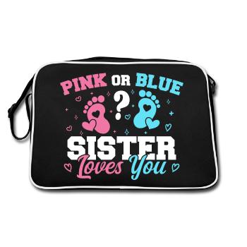Pink Or Blue Sister Loves You Gender reveal Sister - Sac Retro - noir/blanc - Dos