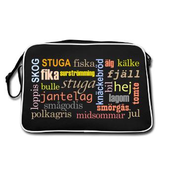 Swedish words - Retro Bag - black/white - Back