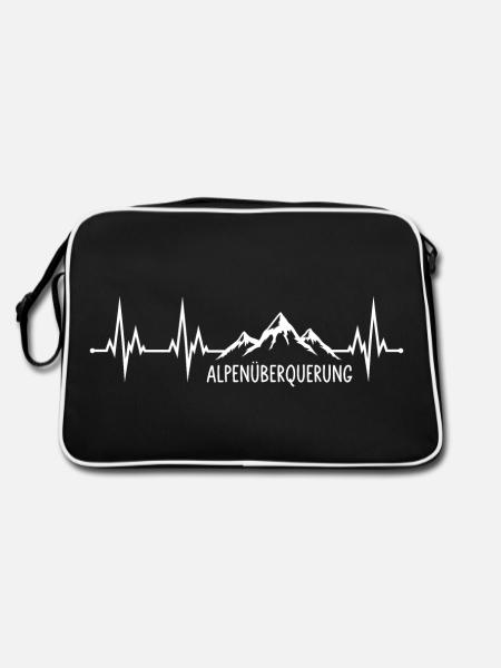Alpenüberquerung - Retro Tasche - Schwarz/Weiß - Hinten