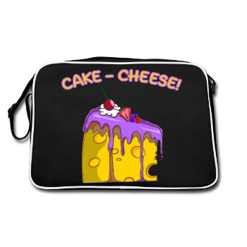 Cheese Lovers Funny Cute Cake Design for Foodies - Retro Bag - black/white - Back