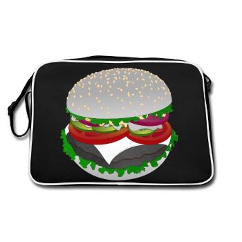 Style burger : Salade avec une bouchée - Sac Retro - noir/blanc - Dos