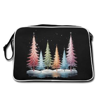 Hiver Arbres Sapin Givre Neige Glace Arbre Lac - Sac Retro - noir/blanc - Dos
