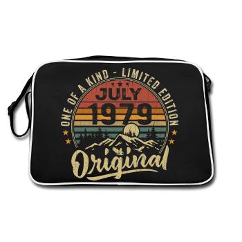 Juli 1979 Original 1979 Juli 1979 Geschenk - Retro Tasche - Schwarz/Weiß - Hinten
