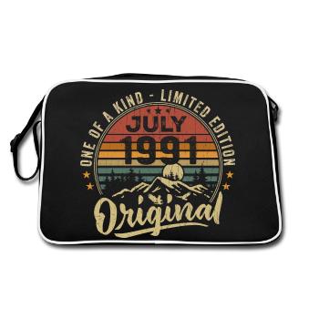 Juli 1991 Original 1991 Juli 1991 Geschenk - Retro Tasche - Schwarz/Weiß - Hinten