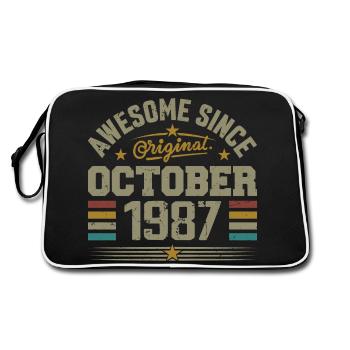 Né en Octobre 1987 | Anniversaire Octobre 1987 - Sac Retro - noir/blanc - Dos