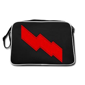 Roter Blitz Zeichen Geschenk - Retro Tasche - Schwarz/Weiß - Hinten