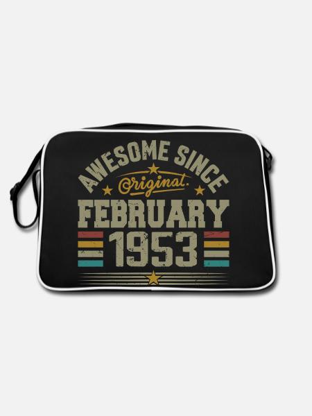 Februar 1953 Geschenk zum 72. Jahrestag, Februar 1953 - Retro Tasche - Schwarz/Weiß - Hinten