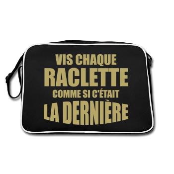 Raclette, fromage, fromage fondu - Sac Retro - noir/blanc - Dos