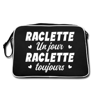Raclette un jour raclette toujours manger fromage - Sac Retro - noir/blanc - Dos