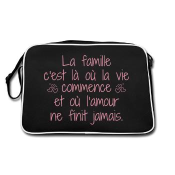 La Famille C'est La Ou La Vie Commence - Sac Retro - noir/blanc - Dos
