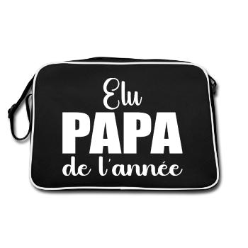 elu papa de l'annee | cadeau fête des pères - Sac Retro - noir/blanc - Dos