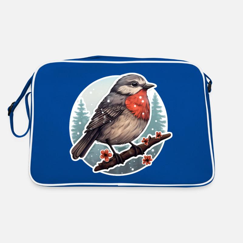 Robin in the snow Winter Retro Bag