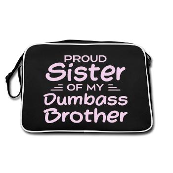 Stolze Schwester meines blöden Bruders - Retro Tasche - Schwarz/Weiß - Hinten