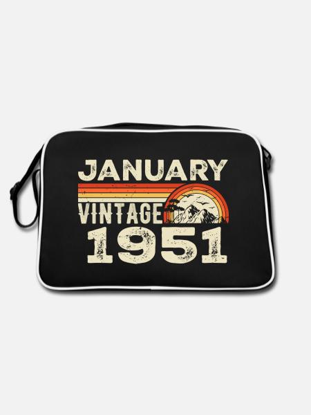 January 1951 Vintage Birthday 1951, Born in 1951 - Retro Bag - black/white - Back