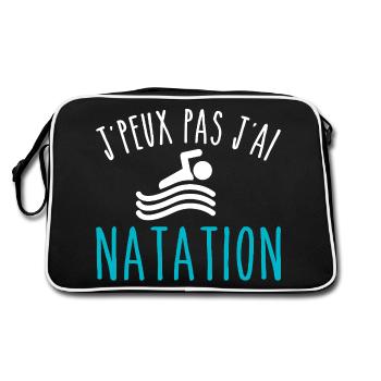Schwimmen Ich kann nicht schwimmen Schwimmer - Retro Tasche - Schwarz/Weiß - Hinten