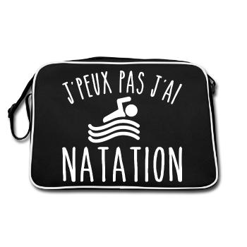 Schwimmen Ich kann nicht schwimmen Schwimmer - Retro Tasche - Schwarz/Weiß - Hinten