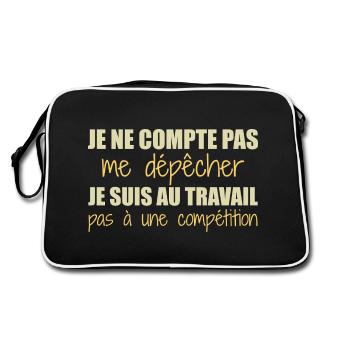 Je suis au travail pas à une compétition humour - Sac Retro - noir/blanc - Dos