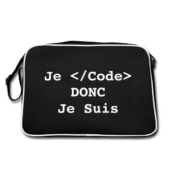 Je Code Donc Je Suis Informatique et Programmeur - Sac Retro - noir/blanc - Dos