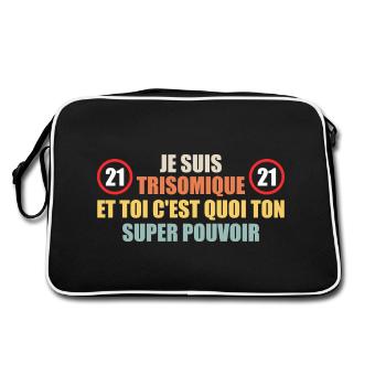 Ich habe das Down-Syndrom und du, was ist deine Macht - Retro Tasche - Schwarz/Weiß - Hinten