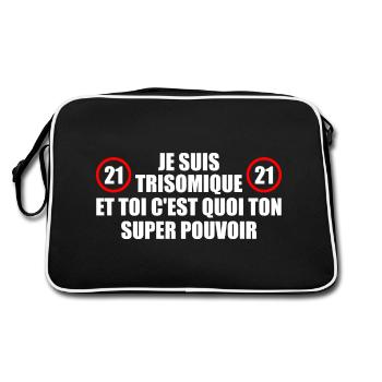 Ich habe das Down-Syndrom und du, was ist deine Macht - Retro Tasche - Schwarz/Weiß - Hinten