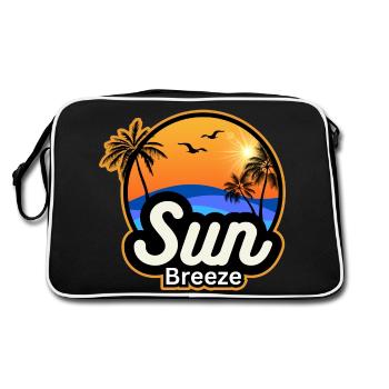 SUN Breeze - Holiday motif with palm trees by the sea - Retro Bag - black/white - Back