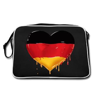 ALLEMAGNE COEUR ALLEMAGNE DRAPEAU ALLEMAGNE - Sac Retro - noir/blanc - Dos
