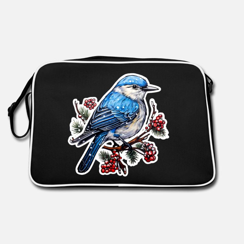 Winterlicher Vogel Retro Tasche